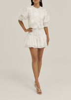 Falda-Short Laney con Apliques Florales 3D | Blanco Island