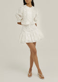 Falda-Short Laney con Apliques Florales 3D | Blanco Island