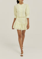 Blusa de lino Laney Button | Limón pastel