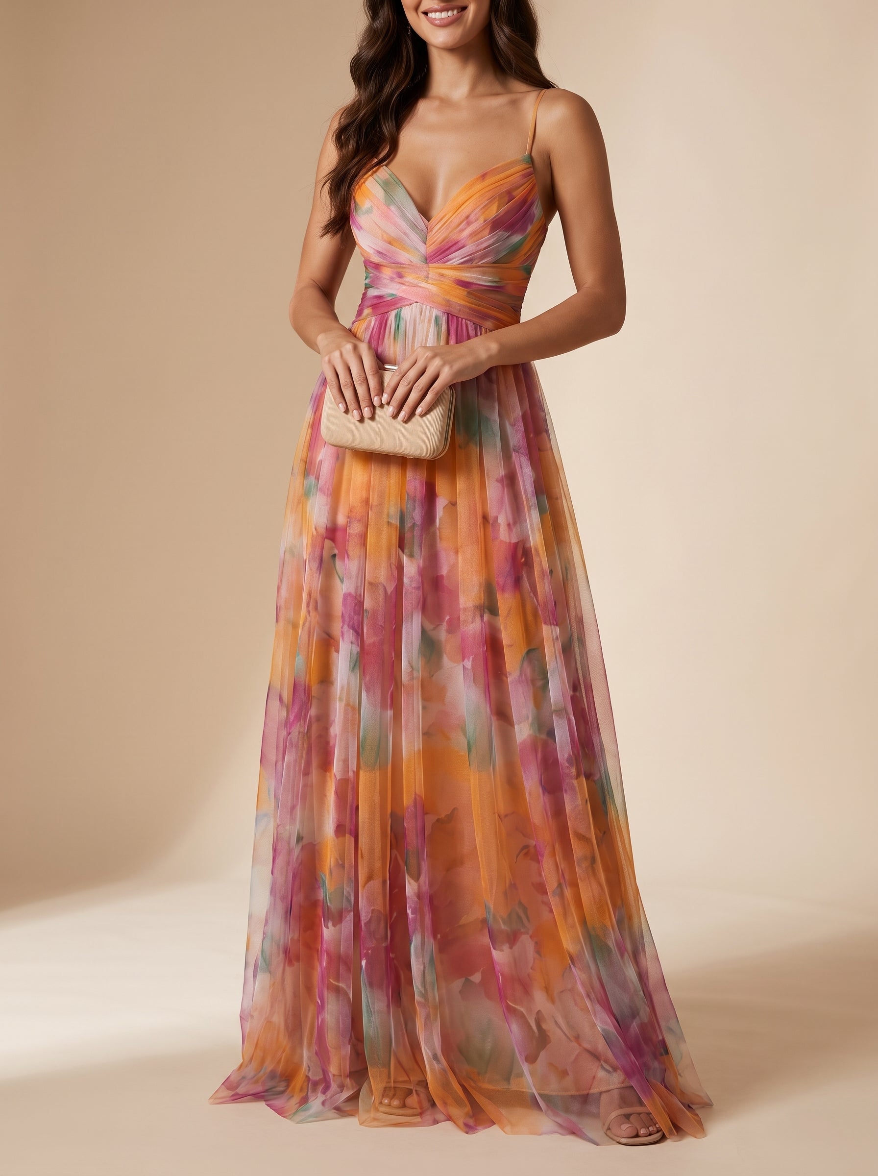 Giselle | Encantador vestido largo con estampado floral