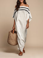 Aveline™ | Vestido largo con hombros al aire y mangas de murciélago