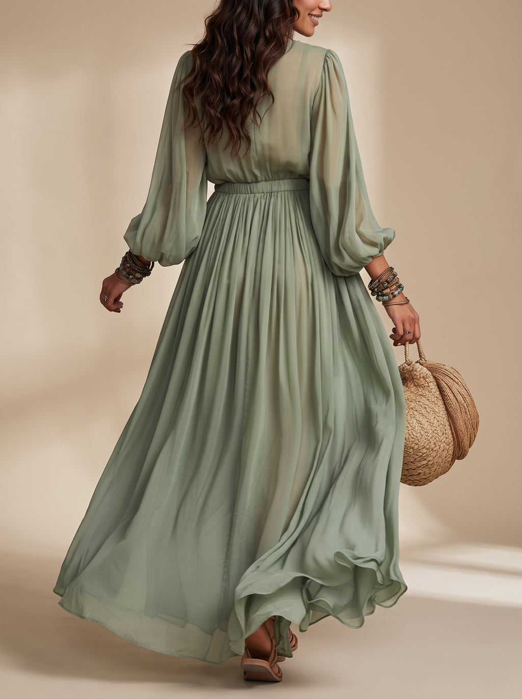 Élodine™ | Vestido largo de estilo bohemio con estampado floral