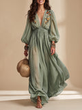 Élodine™ | Vestido largo de estilo bohemio con estampado floral