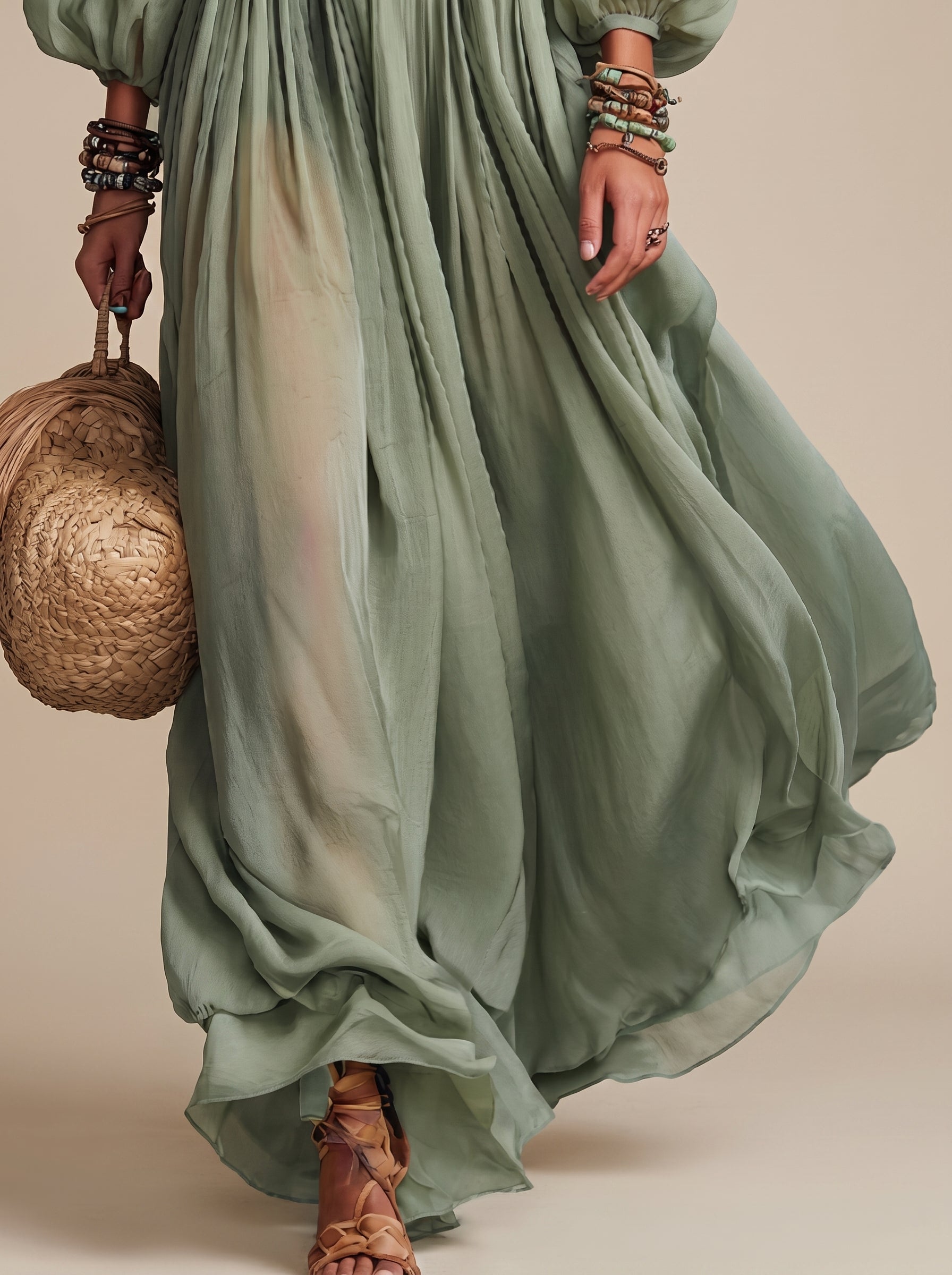 Élodine™ | Vestido largo de estilo bohemio con estampado floral