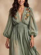 Élodine™ | Vestido largo de estilo bohemio con estampado floral