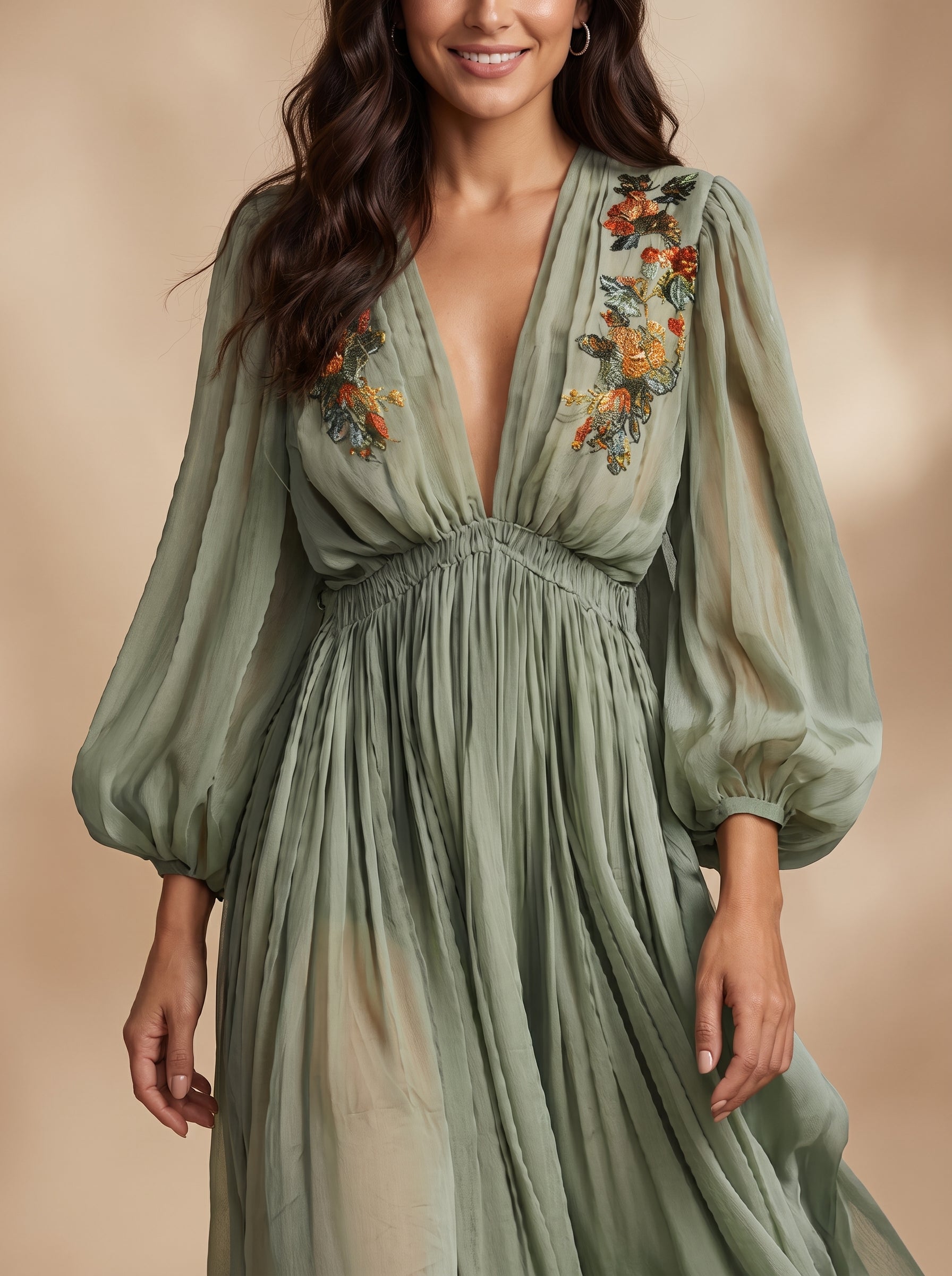 Élodine™ | Vestido largo de estilo bohemio con estampado floral