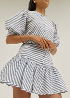 Blusa Laney de Resort a Rayas con Botones | Azul Marino/Blanco