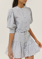 Blusa Laney de Resort a Rayas con Botones | Azul Marino/Blanco