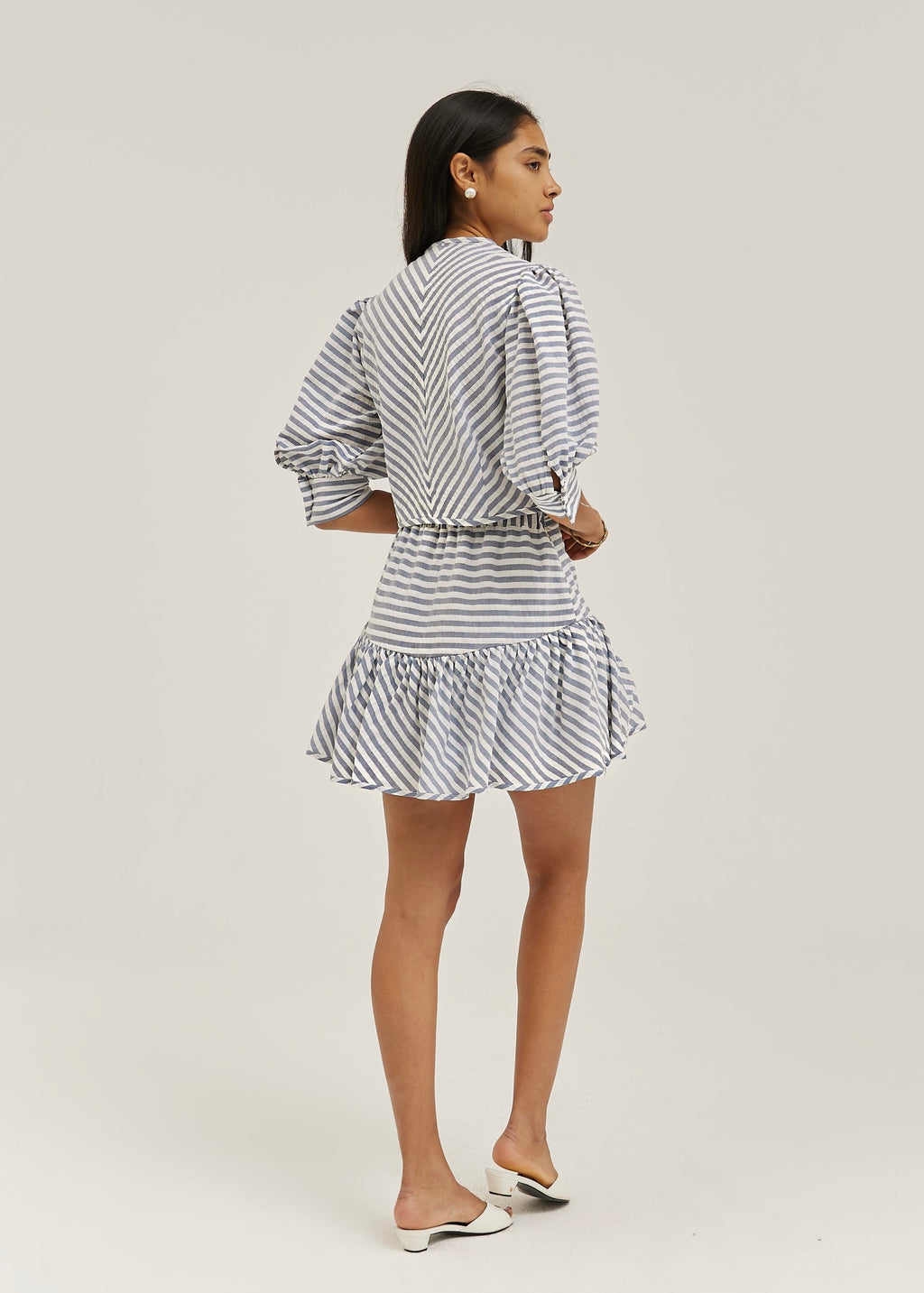 Blusa Laney de Resort a Rayas con Botones | Azul Marino/Blanco
