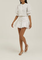 Blusa Laney con Vivo de Contraste | Blanco/Arena