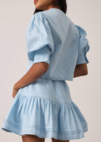 Blusa Laney de Lino con Botones | Azul Pastel