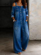 Selena | Mono de denim sin tirantes